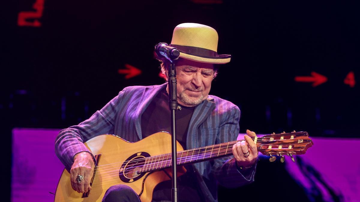 El cantante Joaquín Sabina durante una actuación en el WiZink Center.