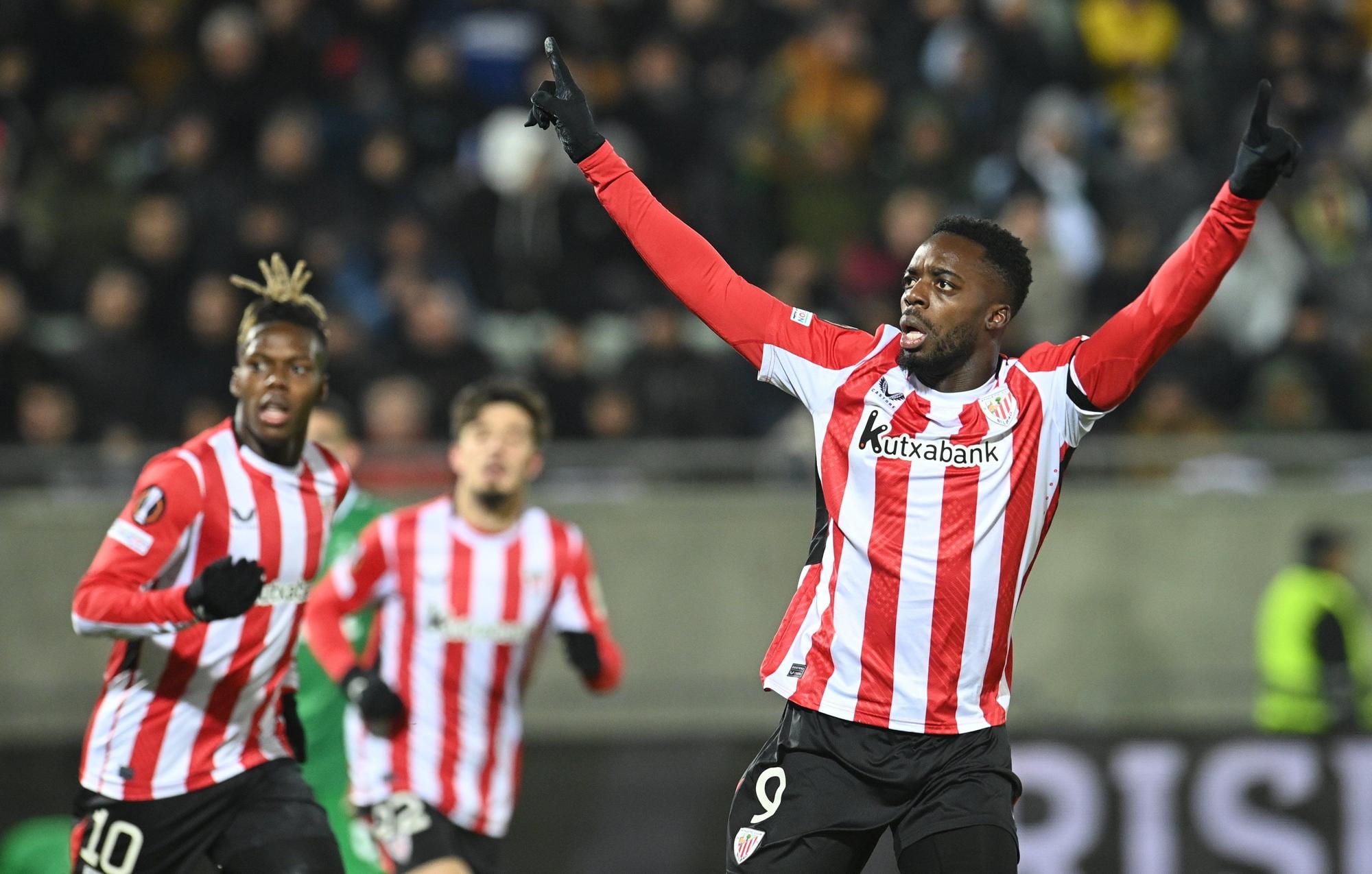 Iñaki Williams celebrando anoche su gol contra el Ludogorets. / EFE