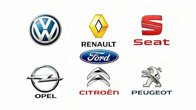 Los logos de las marcas más vendidas de coches de segunda mano.