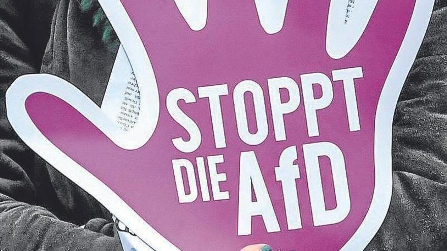 Un cartel con el lema ‘Stop AfD’ en una marcha contra el partido.