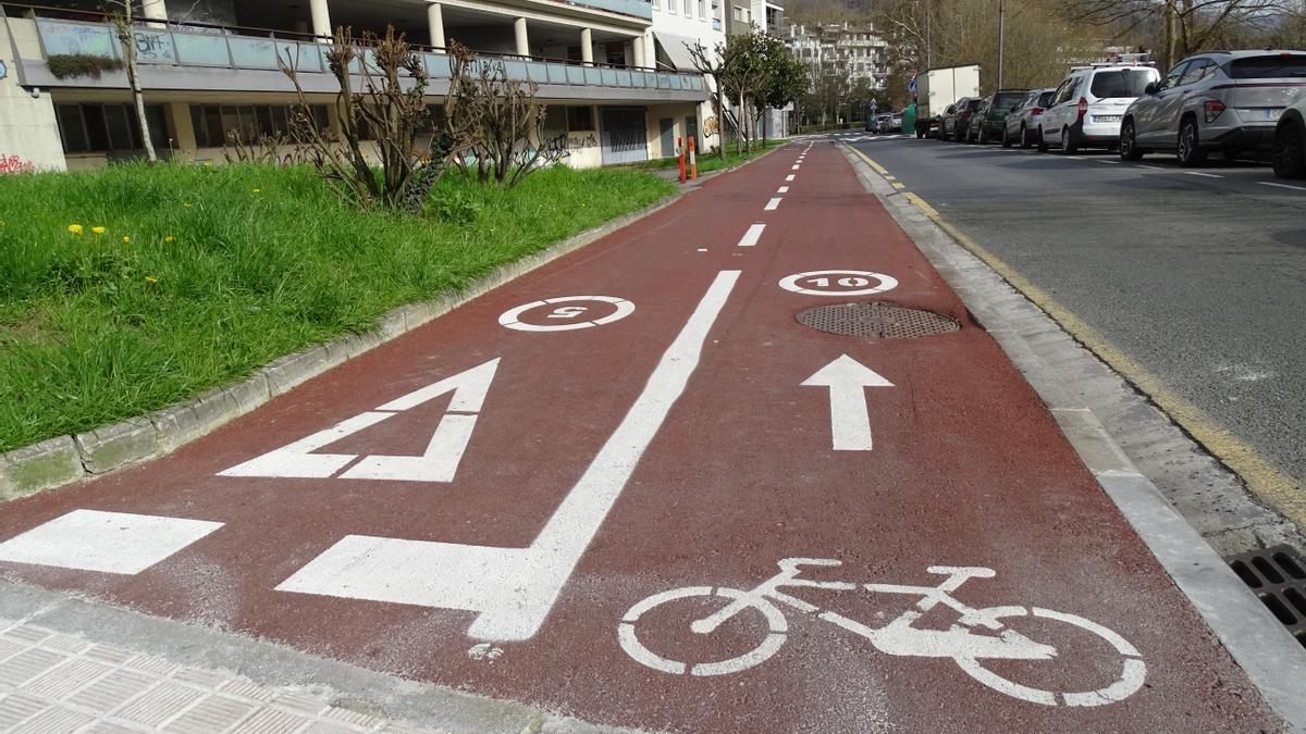 El nuevo tramo de carril bici de Ordizia.
