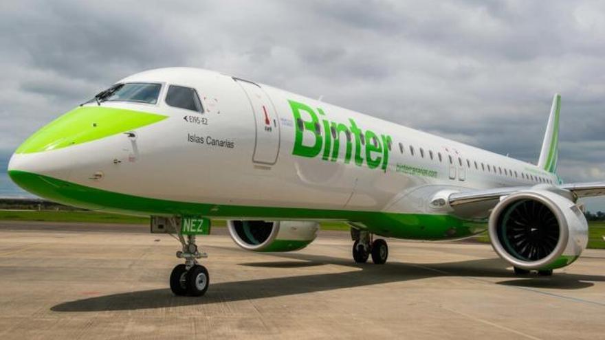 Avión modelo Embraer 195 de los que emplea Binter para conectar Foronda con Las Palmas