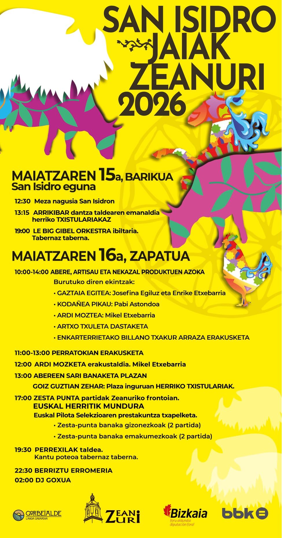 Cartel con el programa de actos de la festividad de San Isidro
