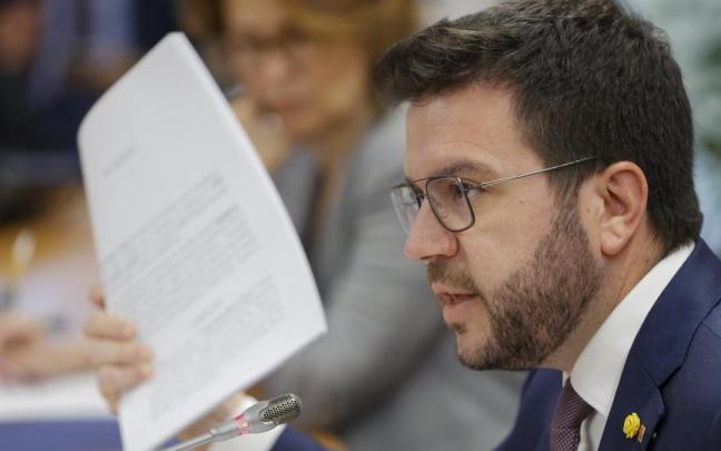 Pere Aragonés ante la delegación de eurodiputados miembros de la Comisión de investigación sobre Pegasus. Pere Aragonés ante la delegación de eurodiputados miembros de la Comisión de investigación sobre Pegasus.
