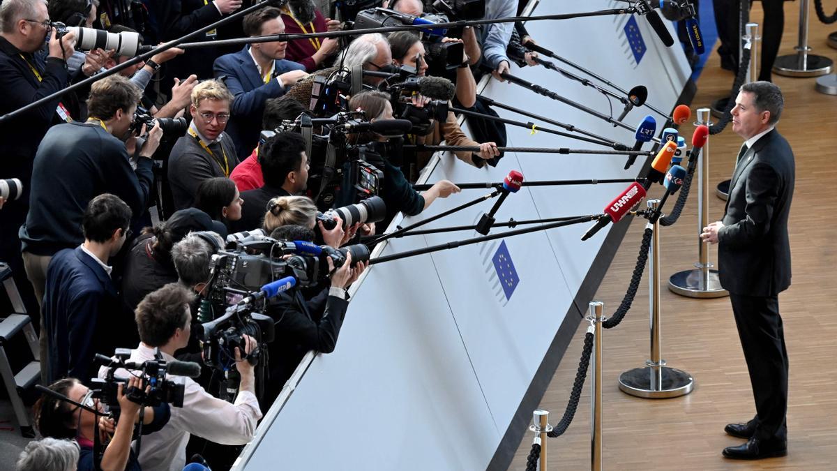 El presidente del Eurogrupo, Paschal Donohoe, a su llegada a la segunda jornada de la cumbre de jefes de Estado y de Gobierno europeos.