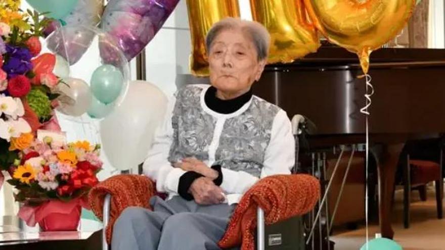 Tomiko Itooka, la persona más longeva del mundo, en su último cumpleaños.