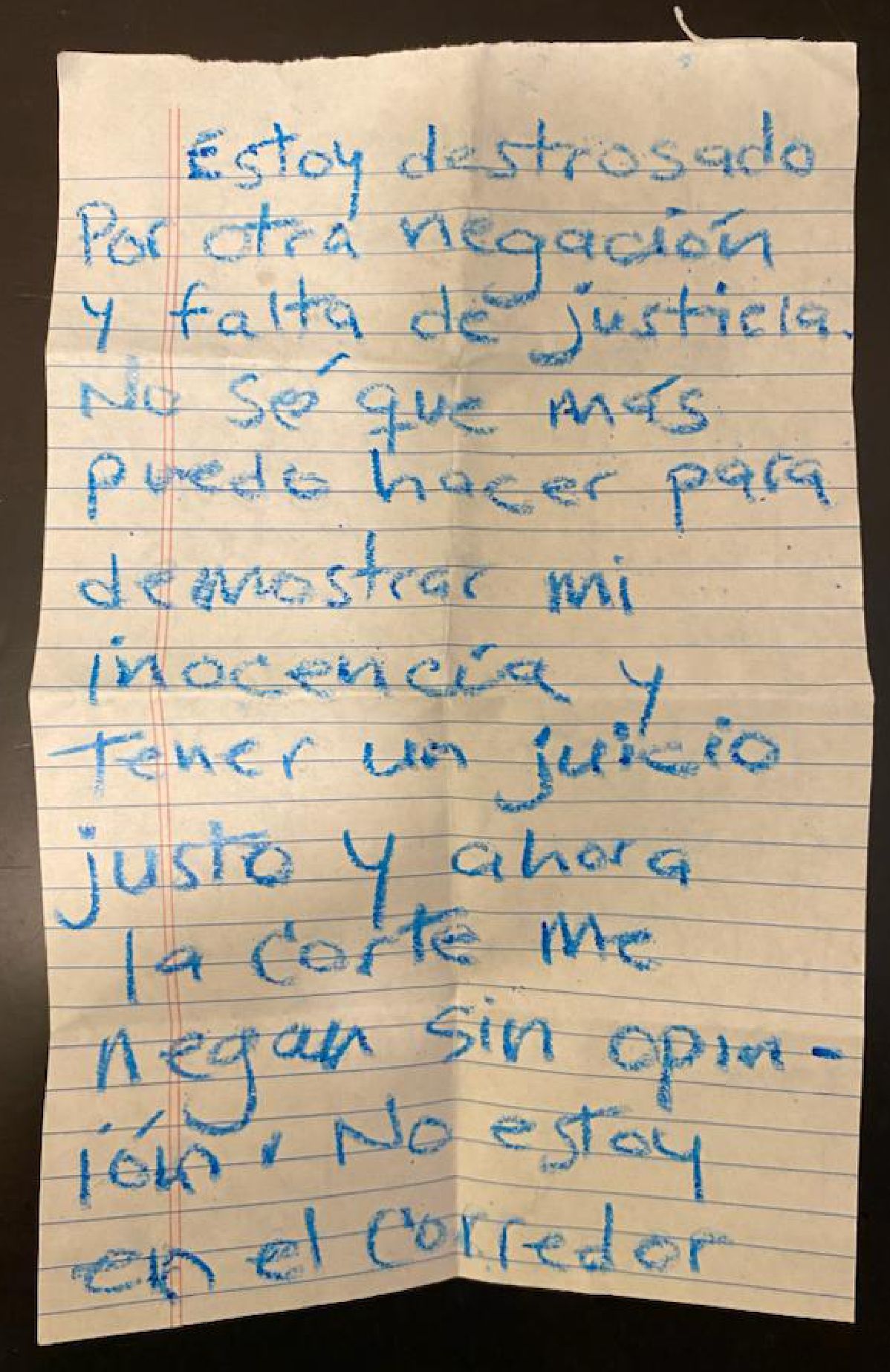 Nota manuscrita de Pablo Ibar.