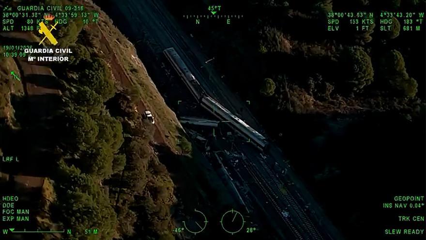 El accidente ferroviario de Adamuz visto desde el aire