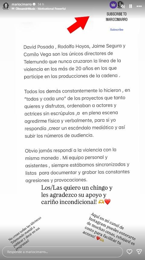 El actor ha denunciado a algunos ejecutivos de Telemundo a través de sus historias.