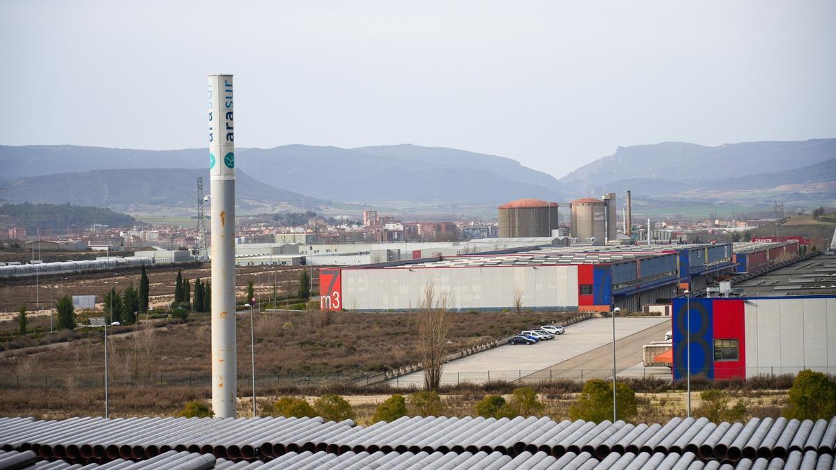 Vista del polígono industrial de Arasur, en el territorio de Álava, que baraja una nueva ampliación de su actividad.