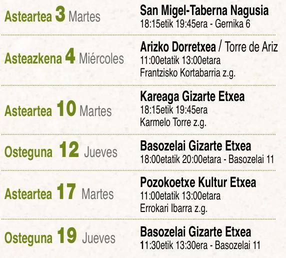 Fechas de los talleres