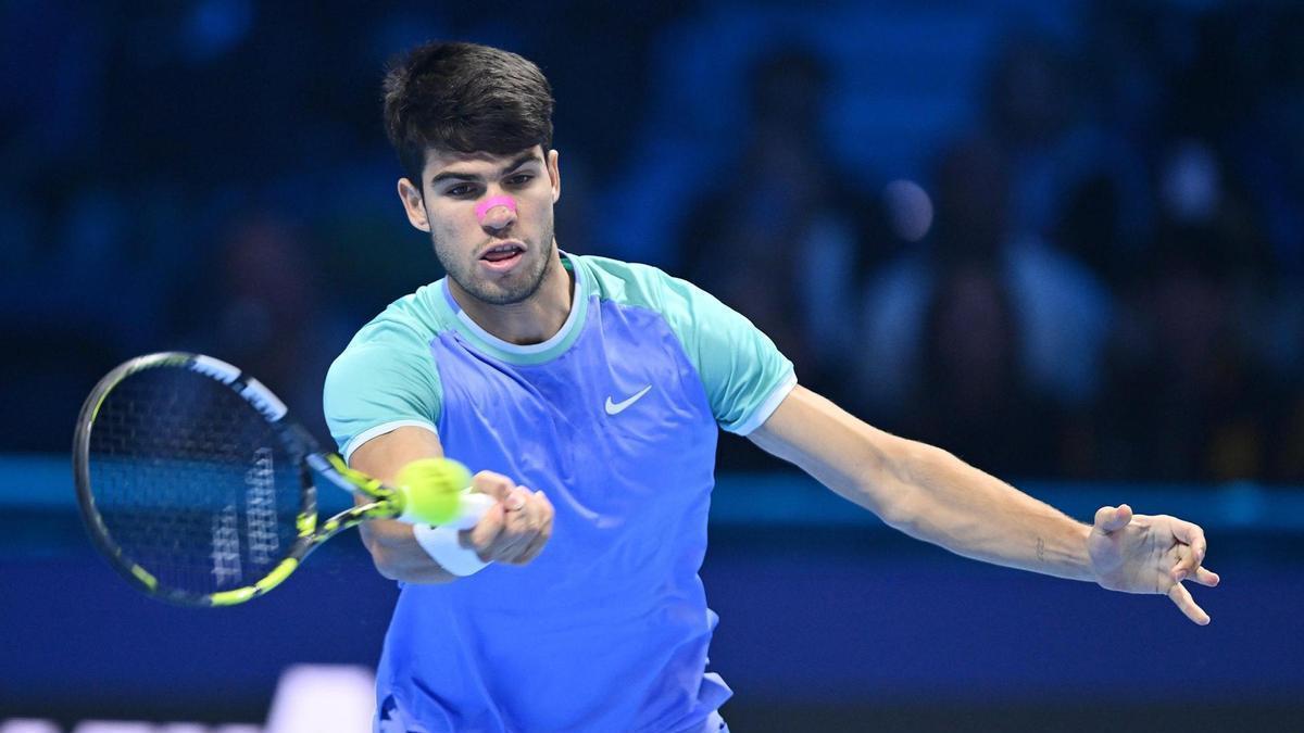 Carlos Alcaraz durante el partido ante Alexander Zverev.