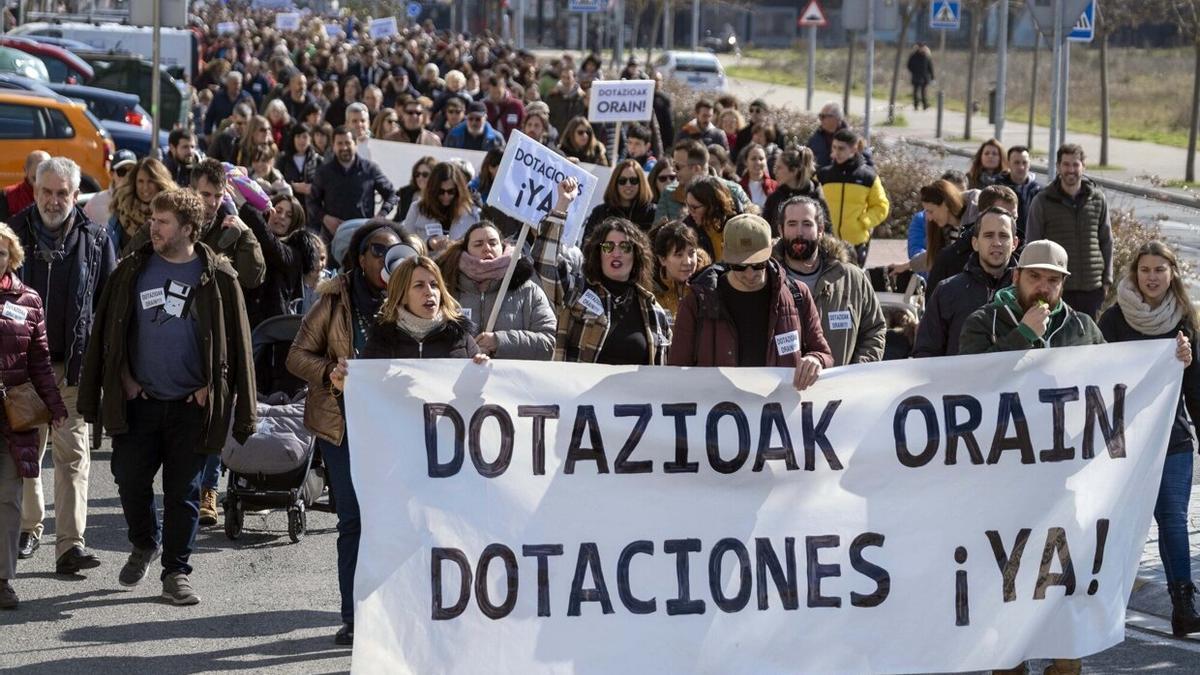 Manifestación vecinal celebrada el pasado mes de abril para reivindicar dotaciones en Erripagaña.