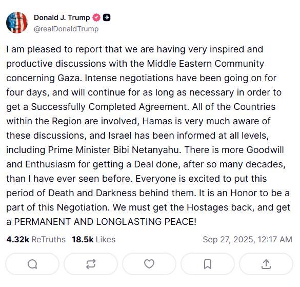 Mensaje de Donald Trump