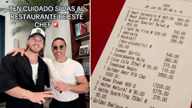 La cena con Salt Bae que terminó en pesadilla: un influencer mexicano denuncia una cuenta de casi 2.000 euros.
