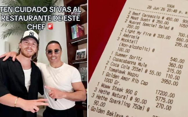 La cena con Salt Bae que terminó en pesadilla: un influencer mexicano denuncia una cuenta de casi 2.000 euros.