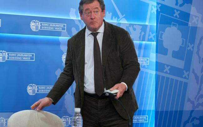 El portavoz del Gobierno vasco, Bingen Zupiria, en una comparecencia tras un Consejo de Gobierno.