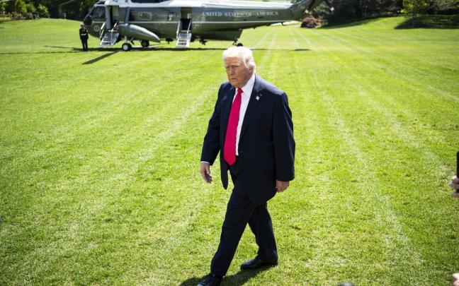 Trump llegando a la Casa Blanca.
