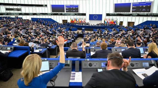 Vista general del hemiciclo del Parlamento Europeo en su sede de Estrasburgo (Francia) .