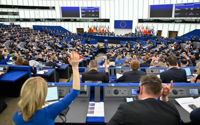 Vista general del hemiciclo del Parlamento Europeo en su sede de Estrasburgo (Francia) .