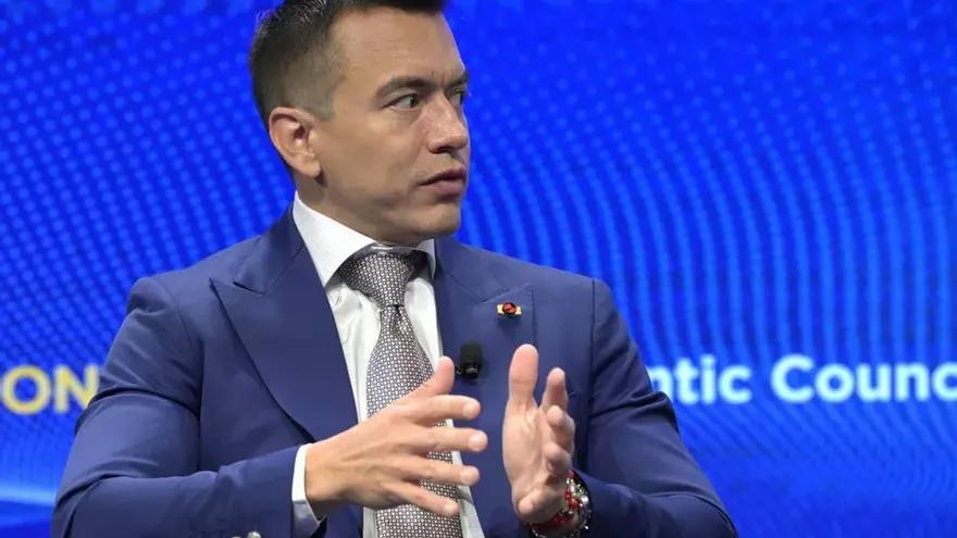 El presidente de Ecuador, Daniel Noboa, durante una entrevista.