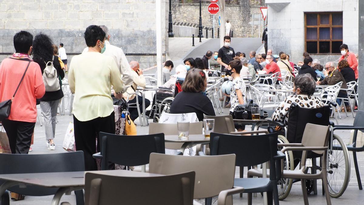 Vista de una terraza de Elgoibar durante la pandemia de la Covid 19