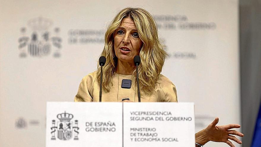 La vicepresidenta segunda, ministra de Trabajo y Economía Social, y líder de Sumar, Yolanda Díaz, ayer. | FOTO: EFE