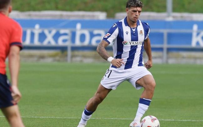 Javi López, durante el amistoso en Zubieta contra Osasuna, el pasado 31 de julio. / JAVIER COLMENERO