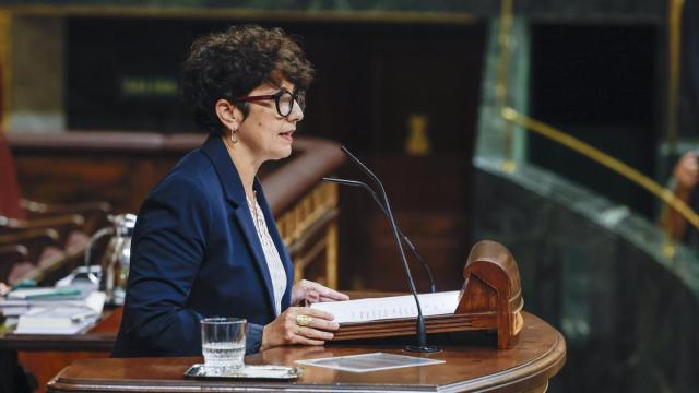 La portavoz del PNV, Maribel Vaquero, durante el pleno en el que se debate y vota los decretos de vivienda.