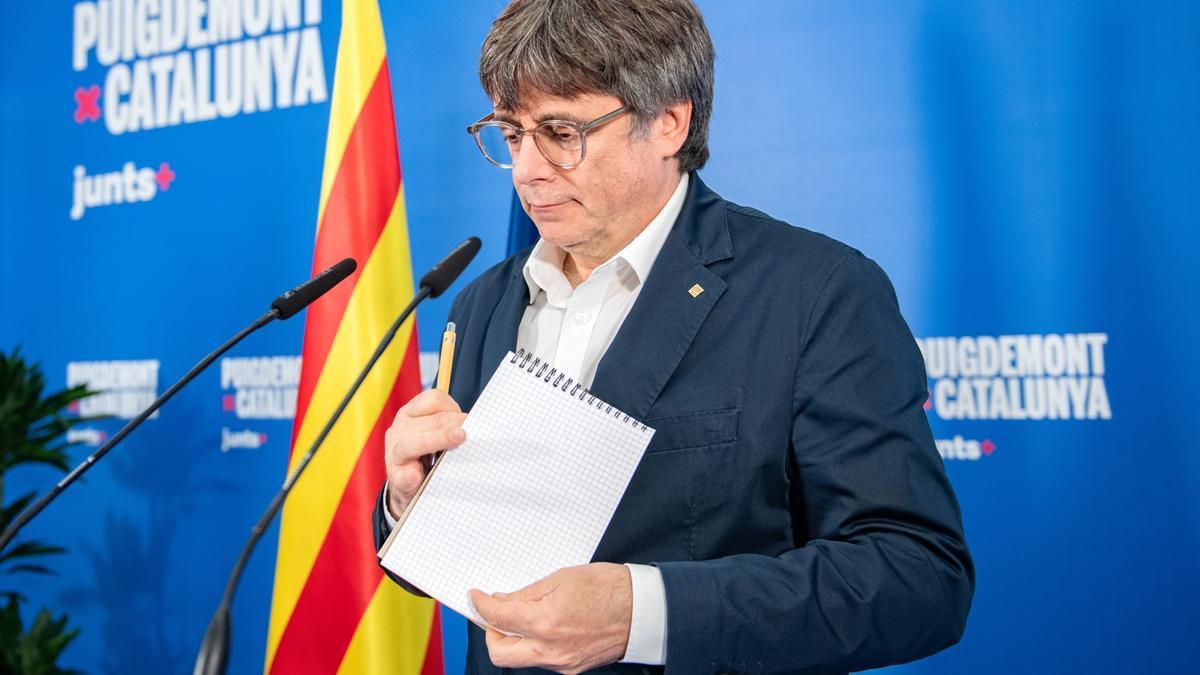 Carles Puigdemont, en una comparecencia ante los medios de comunicación