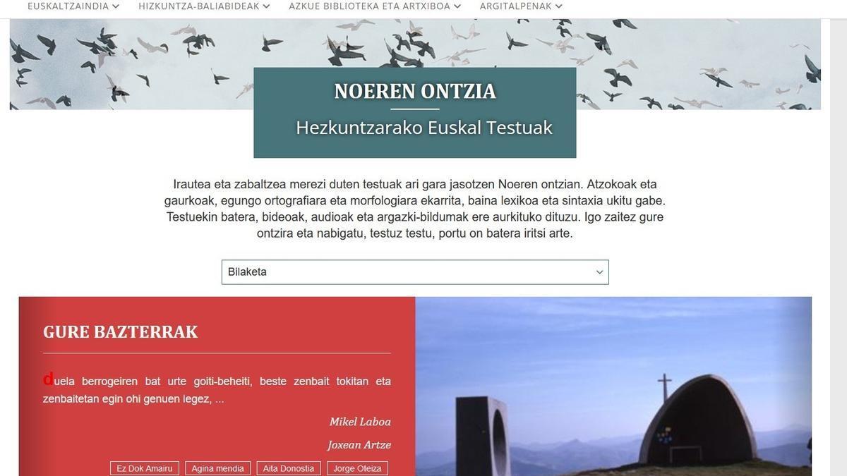 El portal Noeren Ontzia de Euskaltzaindia