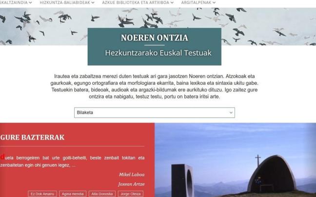 El portal Noeren Ontzia de Euskaltzaindia