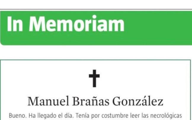 El comienzo de la esquela.