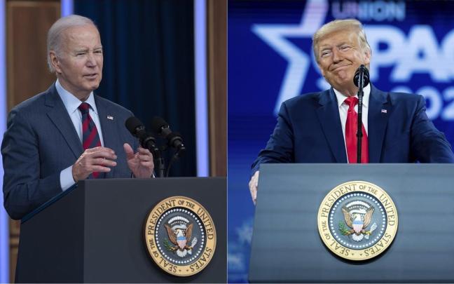 Los candidatos favoritos a las elecciones estadounidenses: el actual presidente, Joe Biden, y el expresidente Donald Trump. Los candidatos favoritos a las elecciones estadounidenses: el actual presidente, Joe Biden, y el expresidente Donald Trump.