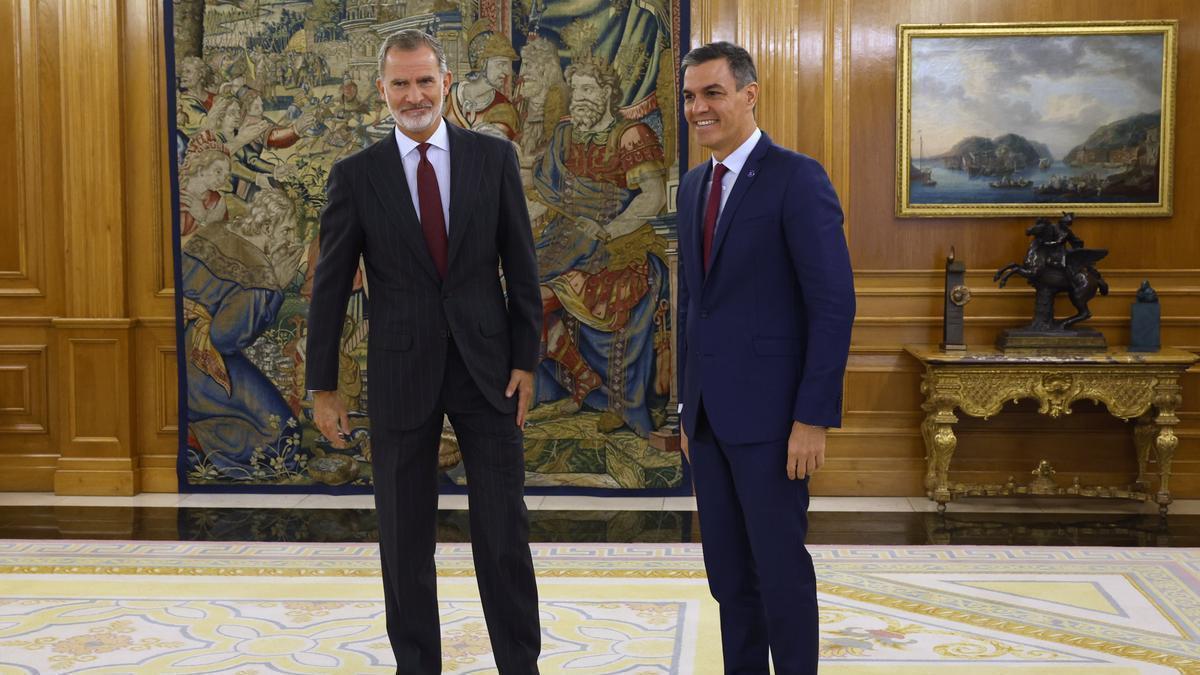 Pedro Sánchez, durante su encuentro de este martes con el rey.