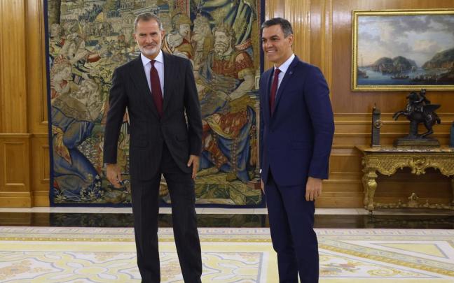 Pedro Sánchez, durante su encuentro de este martes con el rey.