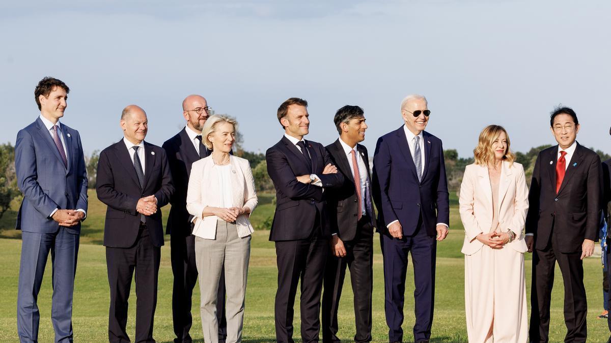 Los representantes del G7 en el primer día de la cumbre.