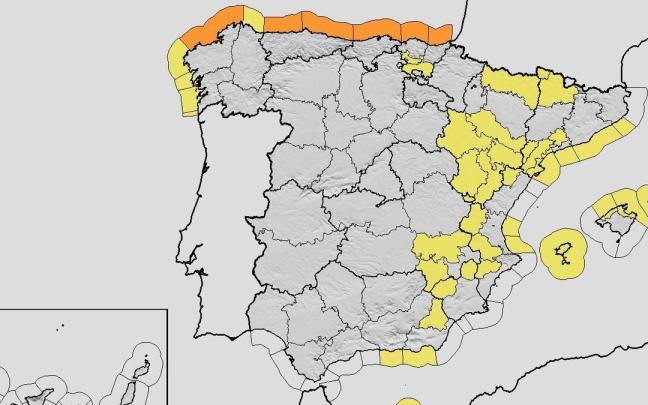 Imagen de las zonas que se verán afectadas por la nueva borrasca, Goretti