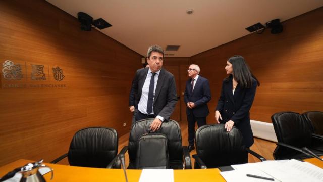 Mazón, durante la comparecencia ante los medios tras dimitir como president.