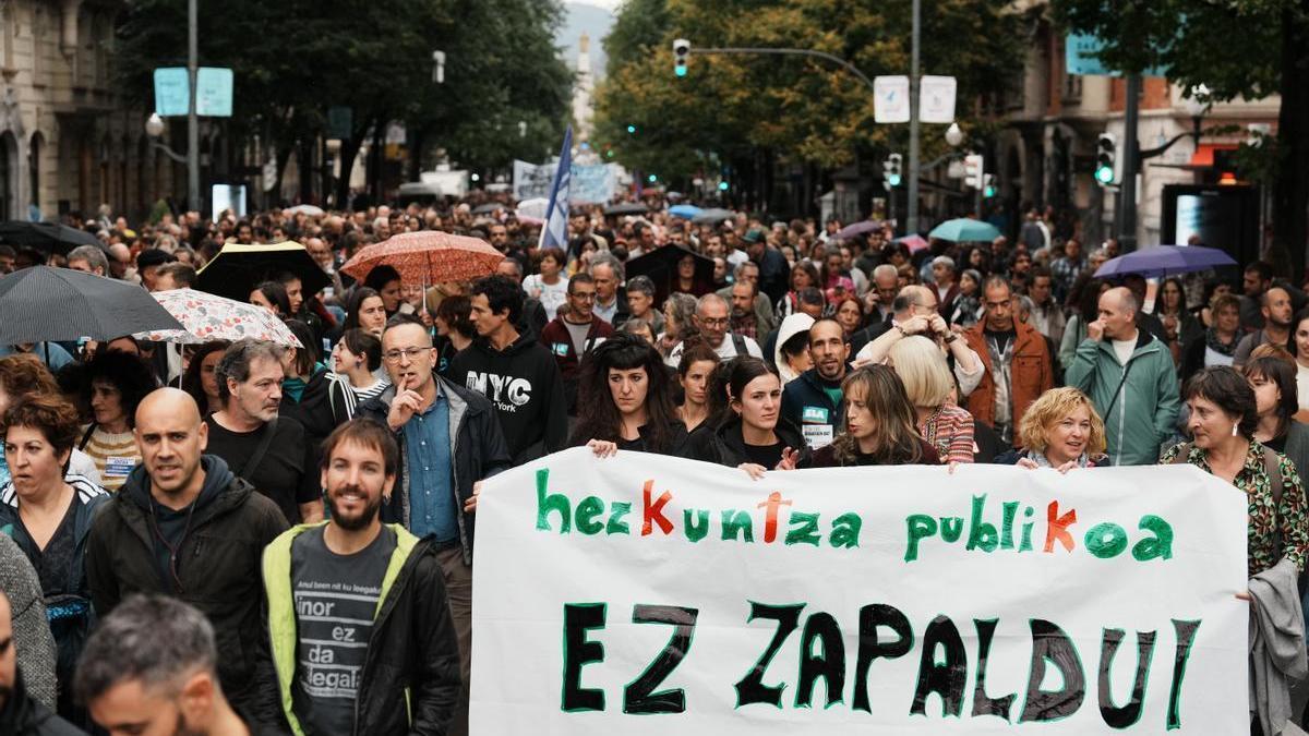 Imagen de archivo de una manifestación con motivo de una huelga del sector público en Bilbao.