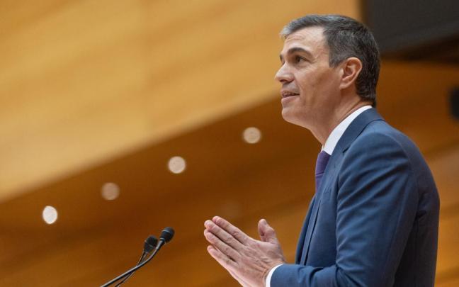 El presidente del Gobierno Pedro Sánchez, interviene durante la sesión extraordinaria del Congreso