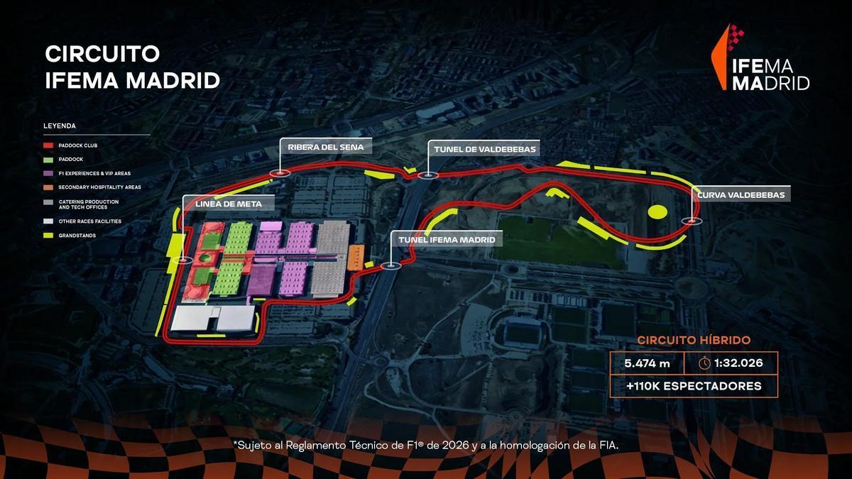 Imagen del circuito que albergará el GP de España de Fórmula 1 en Madrid.