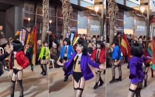 Las menores en el polémico desfile de Torrevieja. / Twitter Las menores en el polémico desfile de Torrevieja.