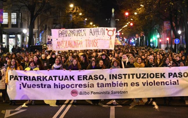 Manifestación por el 25N en Bilbao.