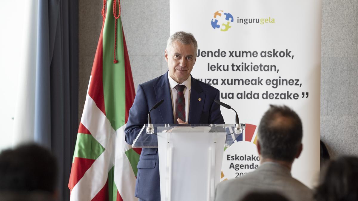 El lehendakari, durante su intervención.