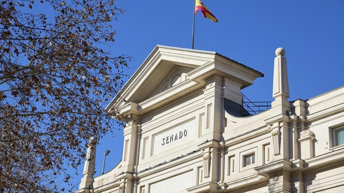 La fachada del Palacio del Senado, en Madrid.