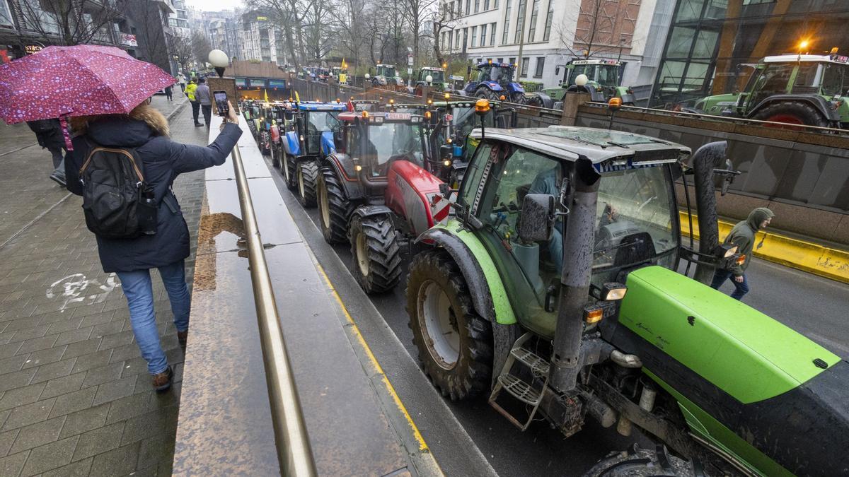 Manifestación de los agricultores el pasado 26 de febrero en las calles de Bruselas.