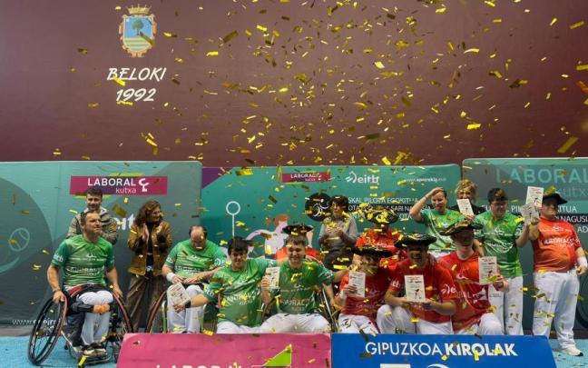 Los ganadores del Abierto de Gipuzkoa de pelota adaptada.