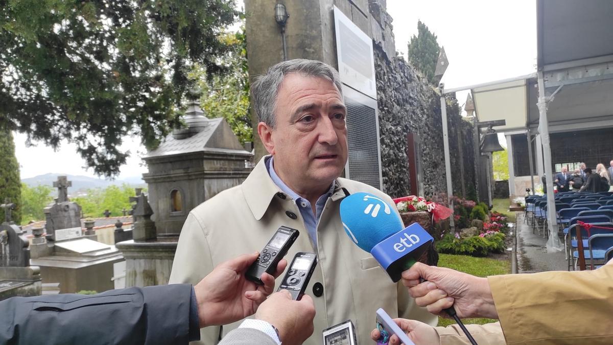 El presidente del PNV, Aitor Esteban, en Gernika
