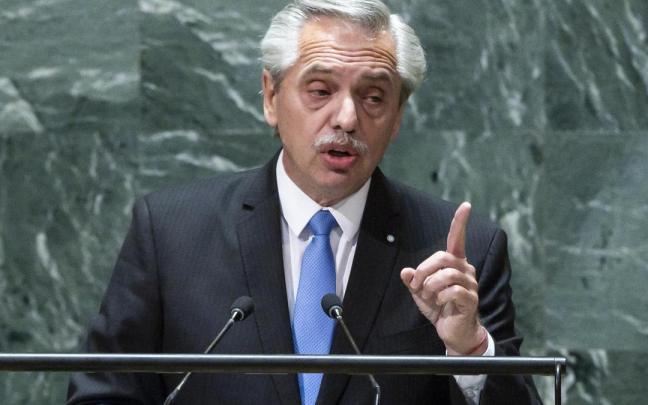 El exresidente de Argentina Alberto Fernández hablando durante la 78ª sesión de la Asamblea General de las Naciones, en Nueva York / JUSTIN LANE El exresidente de Argentina Alberto Fernández hablando durante la 78ª sesión de la Asamblea General de las Naciones, en Nueva York